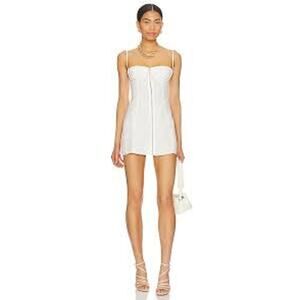 INDAH Karina Mini Dress White Linen SEXY BEACH VACATION RESORT Small S Bustier